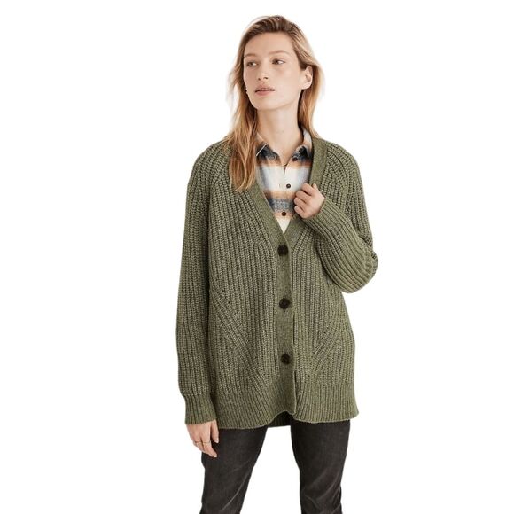 Madewell Holmes Ribbed Cardigan Sweater Size Medium - Picture 1 of 8